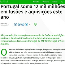 Portugal soma 12 mil milhes em fuses e aquisies este ano